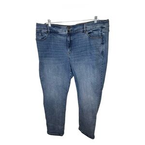 Lane Bryant Mid-Rise Straight Crop Jeans Blue Denim Plus Size 24